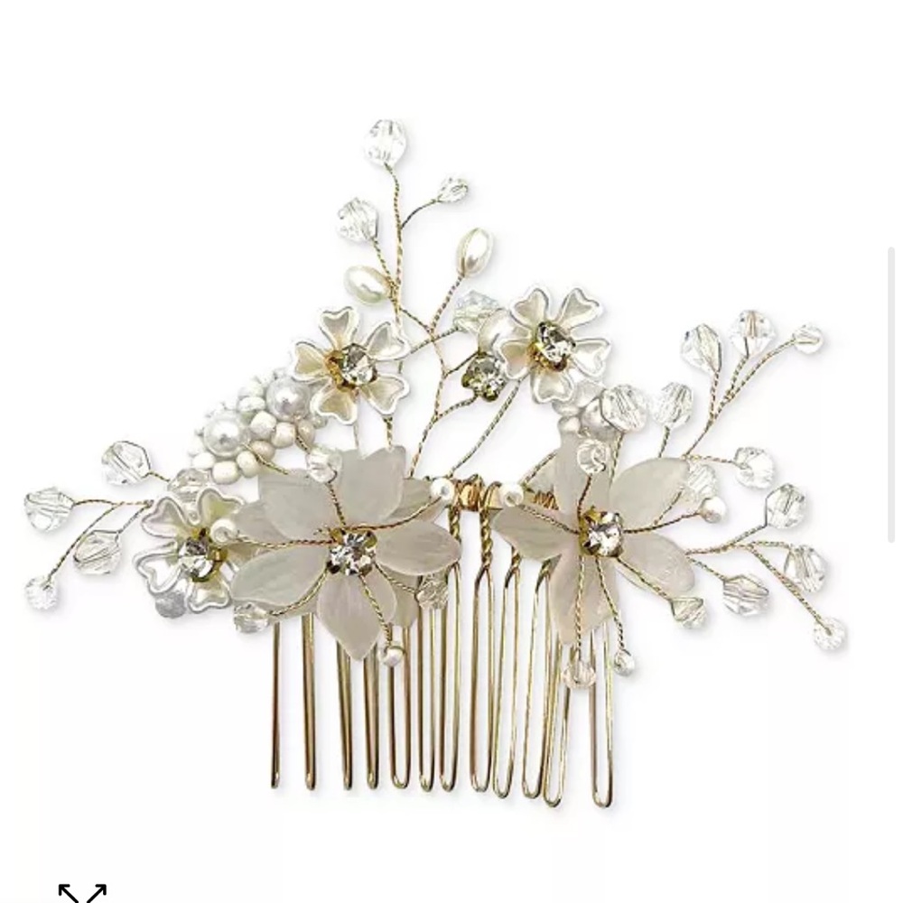 Gold-Tone Mixed Stone White Flower Hair Comb, Created for Macy's